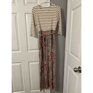 Striped and floral maxi dress